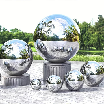 Stainless Steel Mirror Hollow Decorative Sphere Silver Large Home Garden Ornament Decoration High Gloss Metal Sphere Ornament